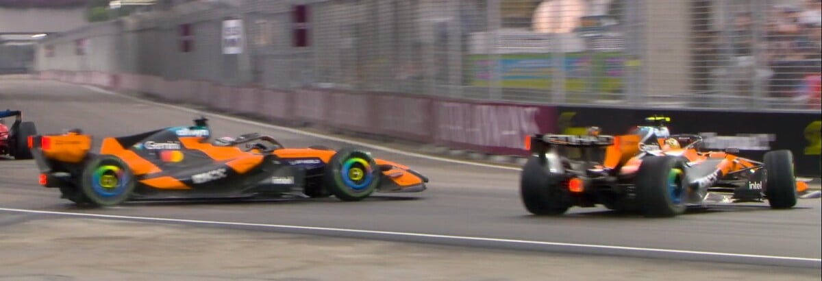 F1: Norris acerta Piastri na última volta e McLaren vive caos em Singapura F1: Norris acerta Piastri na última volta e McLaren vive caos em Singapura