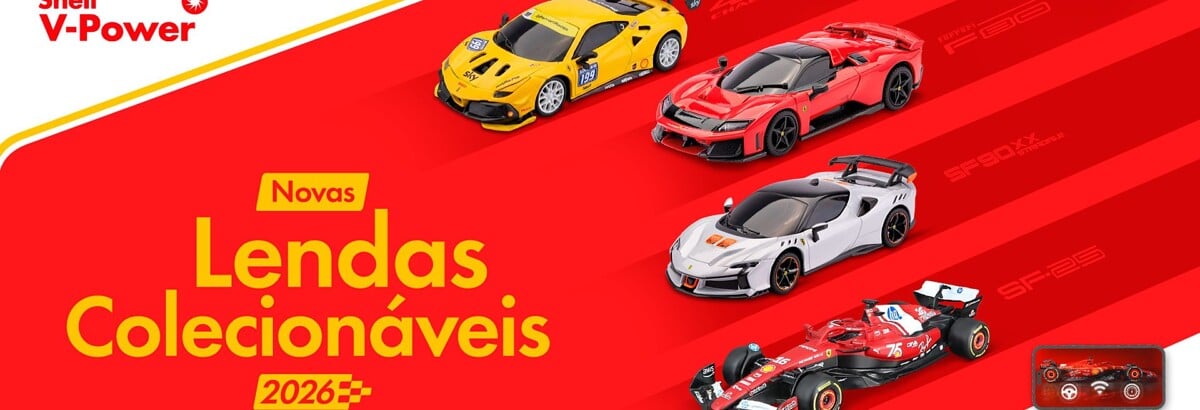 F1: Shell lança "Lendas Colecionáveis 2026" com miniaturas Ferrari F1: Shell lança “Lendas Colecionáveis 2026” com miniaturas Ferrari