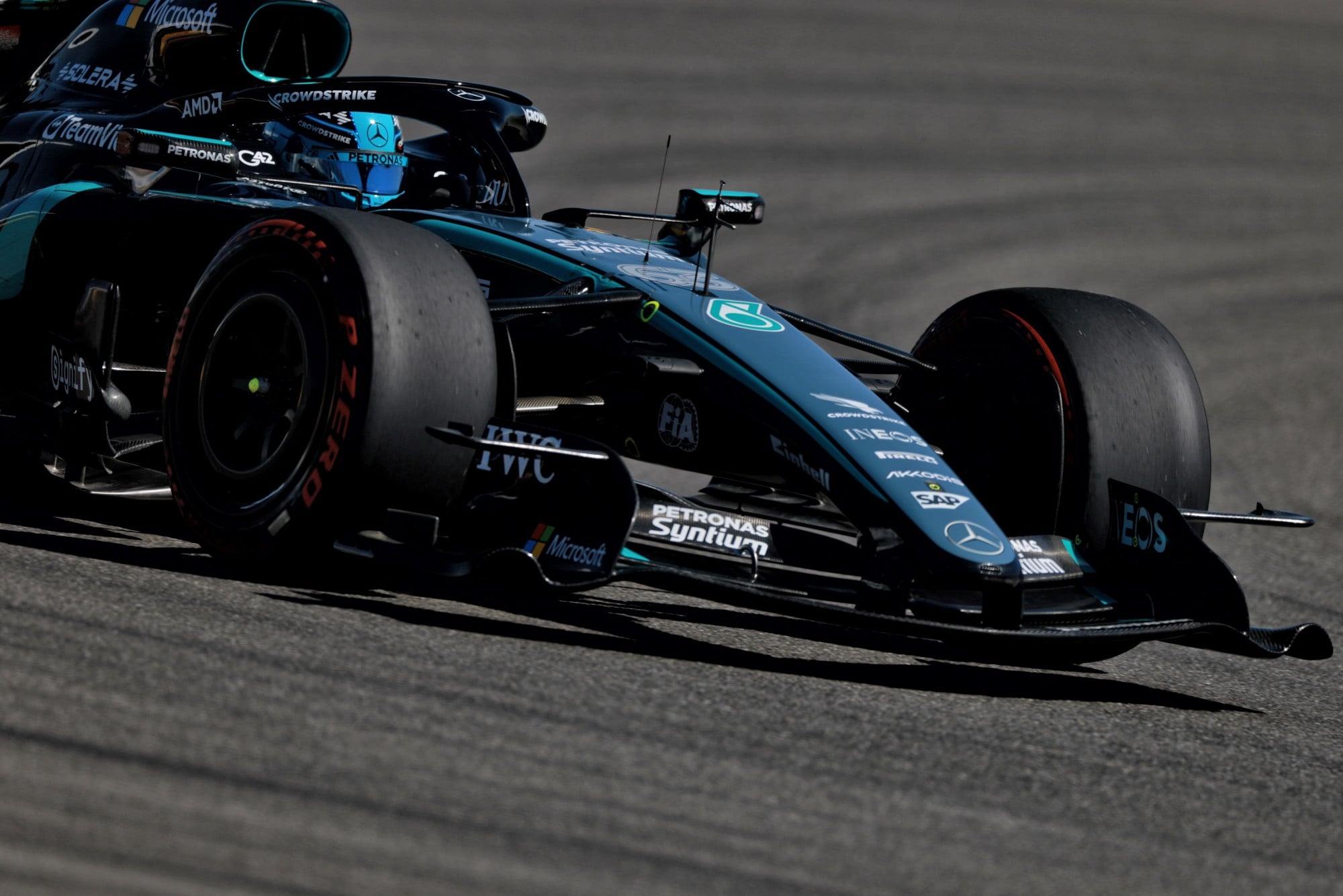 F1: Russell escapa de punição por incidente com Leclerc no TL2 no GP dos EUA George Russell (GBR) Mercedes AMG Formula One Team W17.