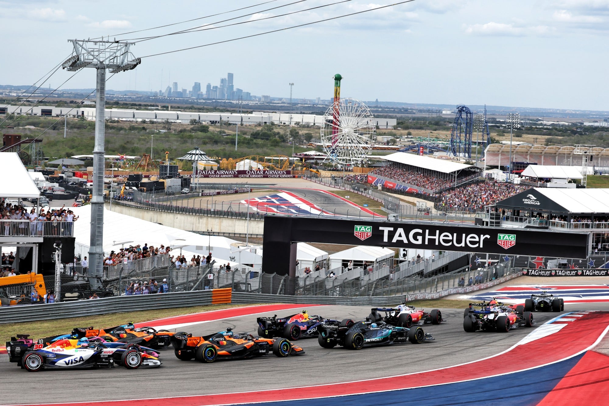 Andrea Kimi Antonelli (ITA) Mercedes AMG Formula One Team W17 leads at the start of the race.