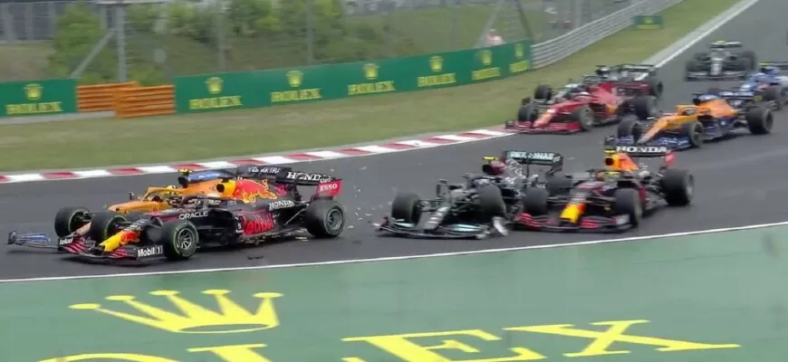 Largada do GP da Hungria tem acidente múltiplo e provoca bandeira vermelha